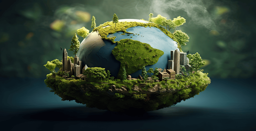 earth with the city around it and shrubbery